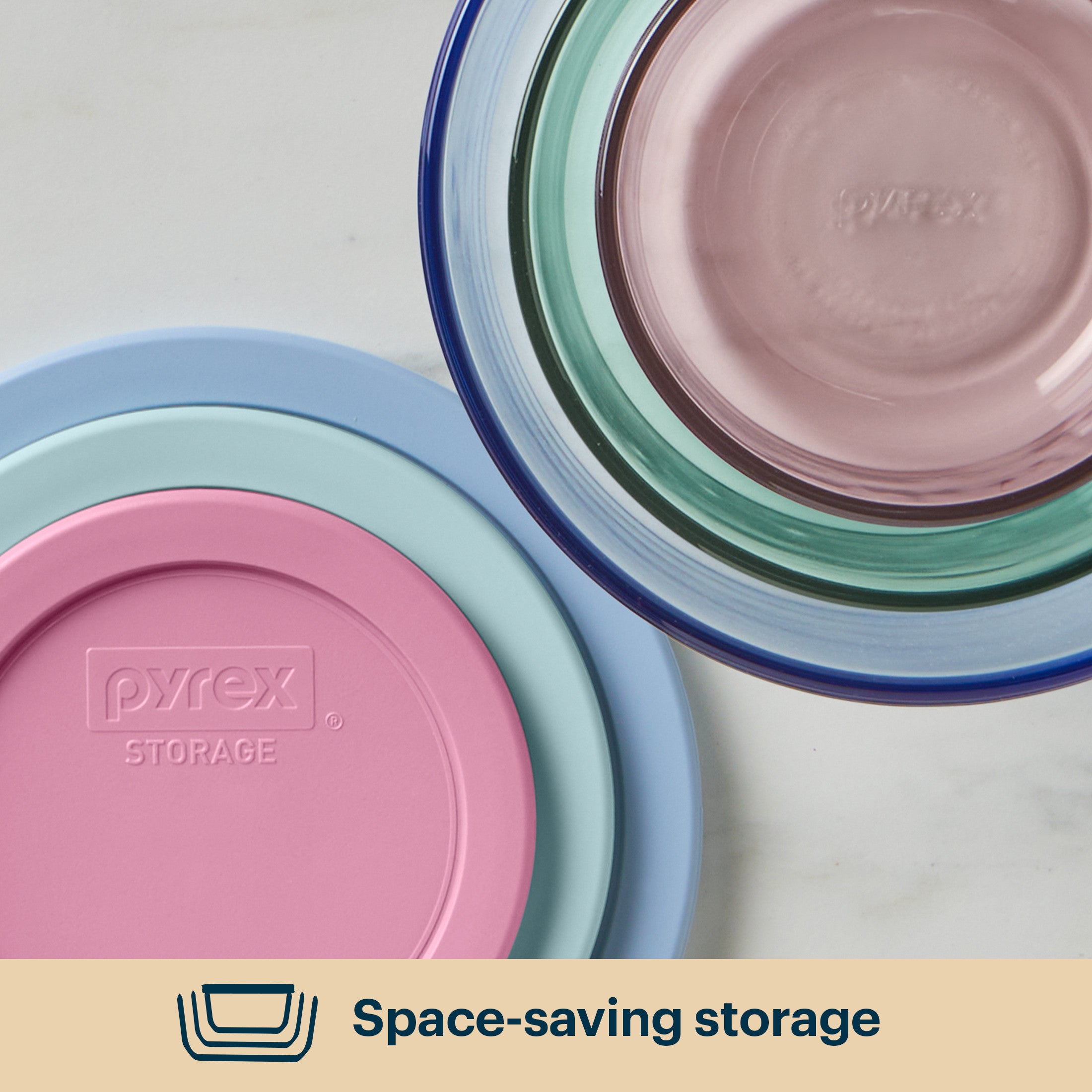 Pyrex? Simply Store? Tinted Glass Round Storage Containers. 6-pc Set. Mixed Colors - Image 5