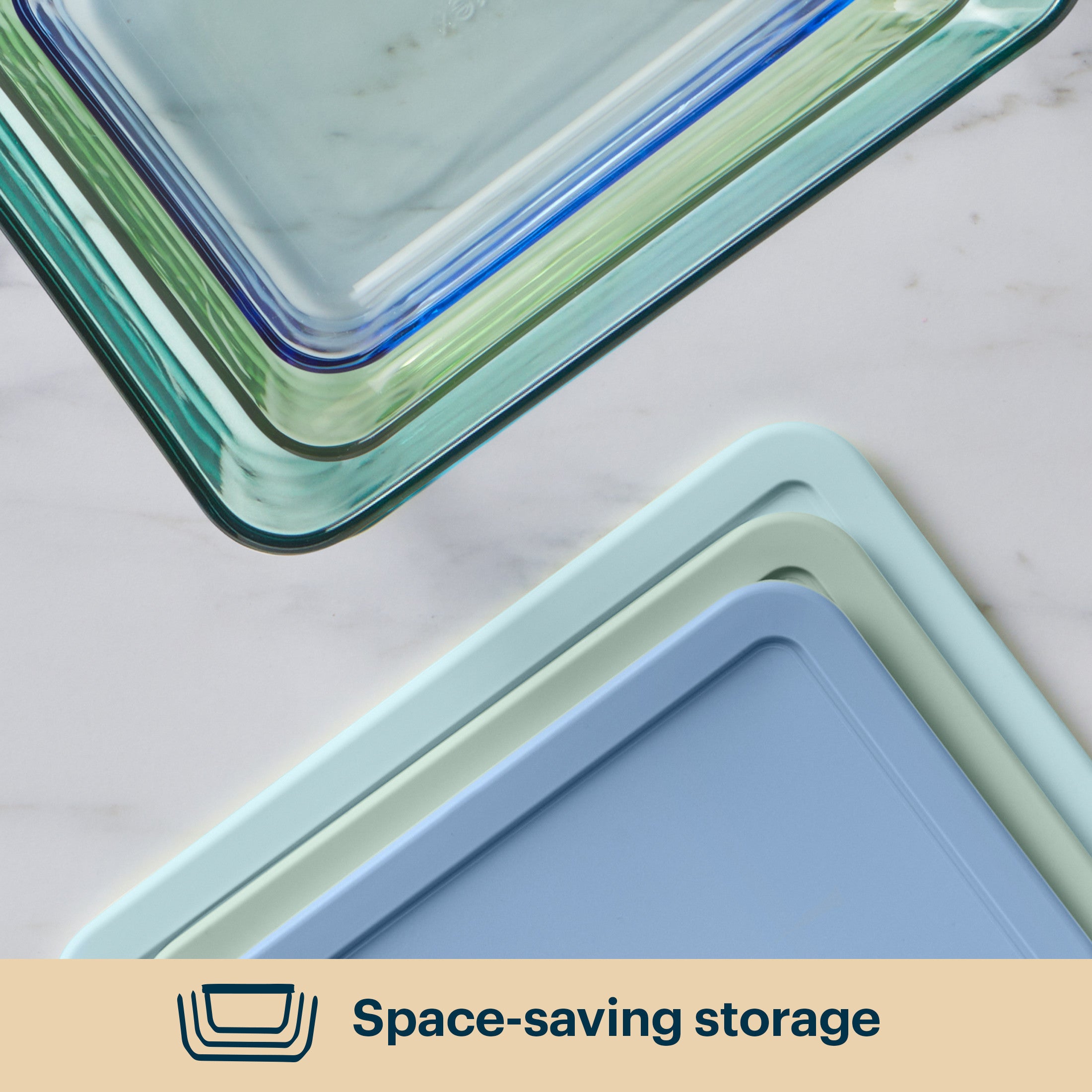 Pyrex® Simply Store® Tinted Glass Rectangle Storage Containers. 6-pc Set. Mixed Colors - Image 5
