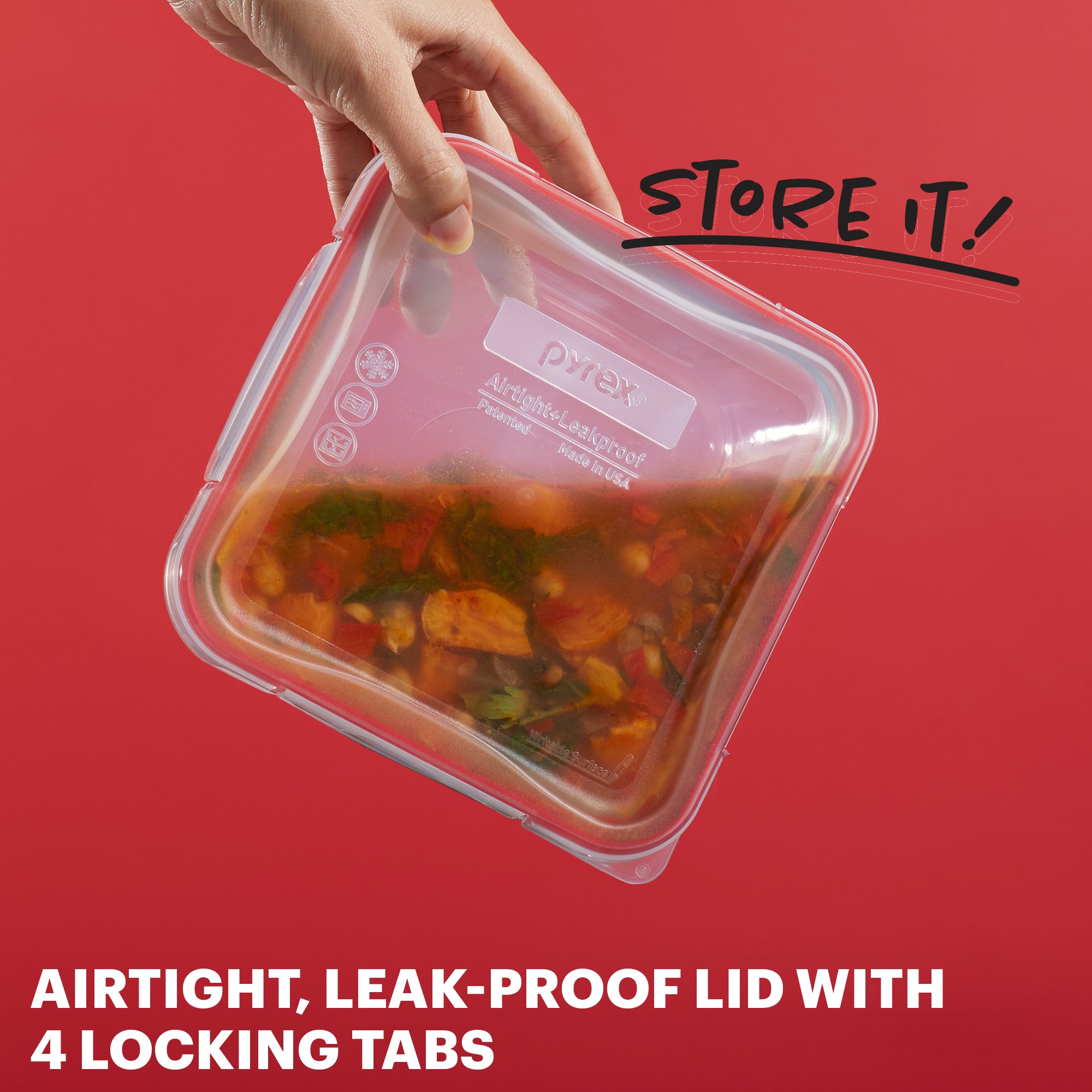 Pyrex? Freshlock? 20 Piece Glass Storage Set with Airtight Plastic Lids - Image 3