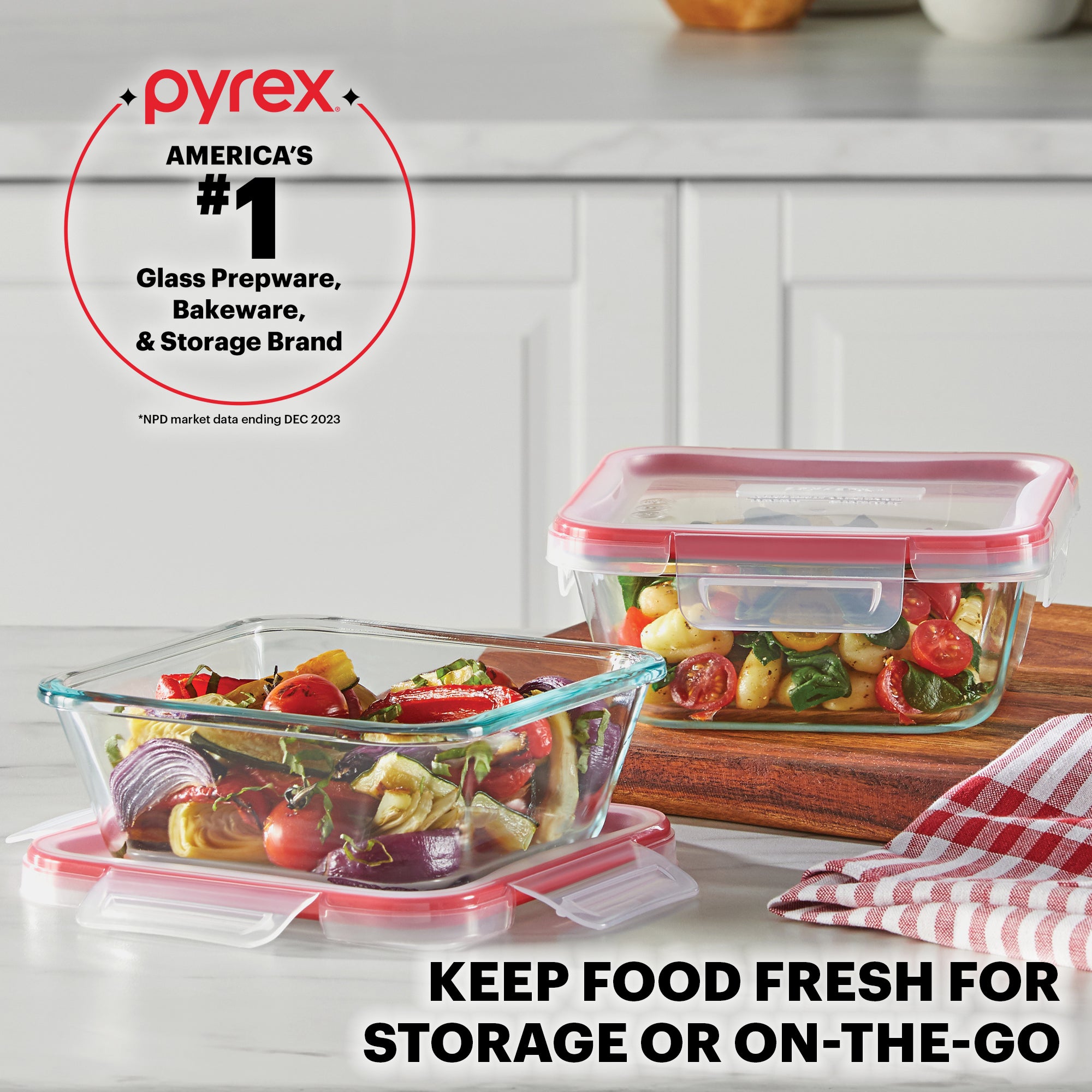 Pyrex? Freshlock? 20 Piece Glass Storage Set with Airtight Plastic Lids - Image 4