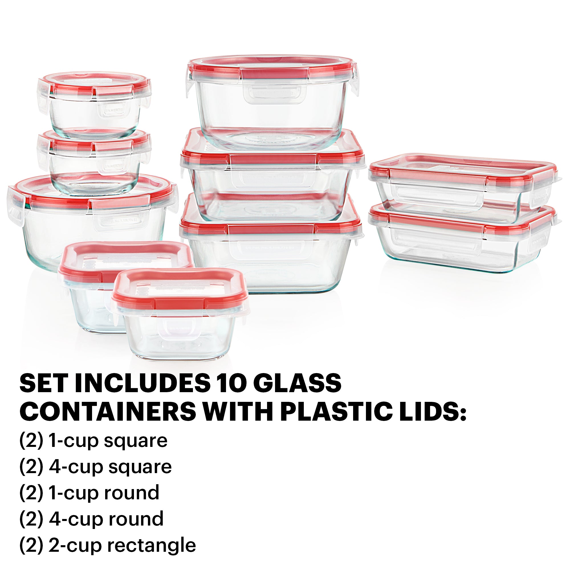 Pyrex? Freshlock? 20 Piece Glass Storage Set with Airtight Plastic Lids - Image 5