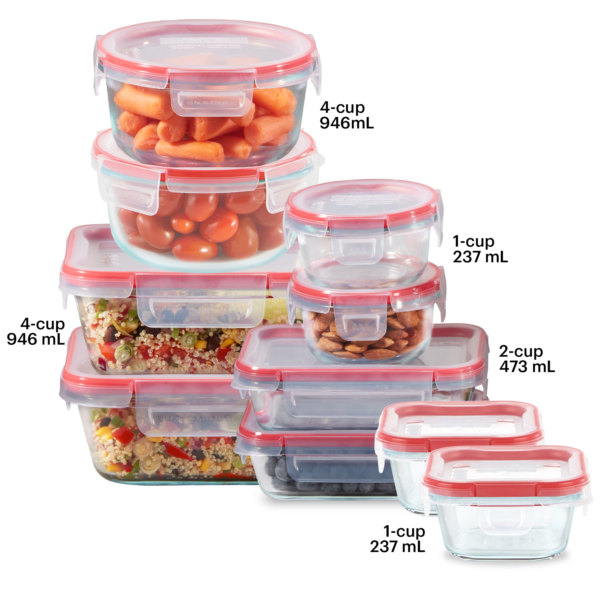 Pyrex? Freshlock? 20 Piece Glass Storage Set with Airtight Plastic Lids - Image 6
