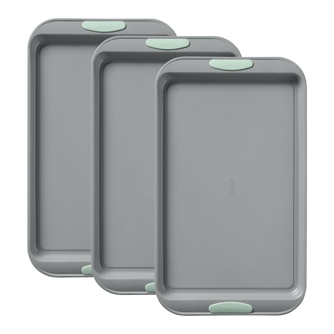Pyrex? Metal Bakeware 3-Piece Large Cookie Sheet Set in Sage