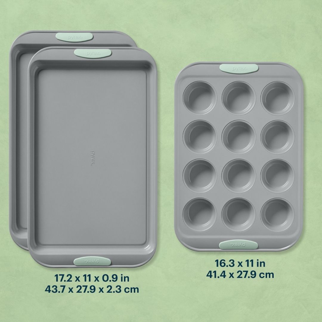 Pyrex? Metal Bakeware 3-Piece Set in Sage - Image 2