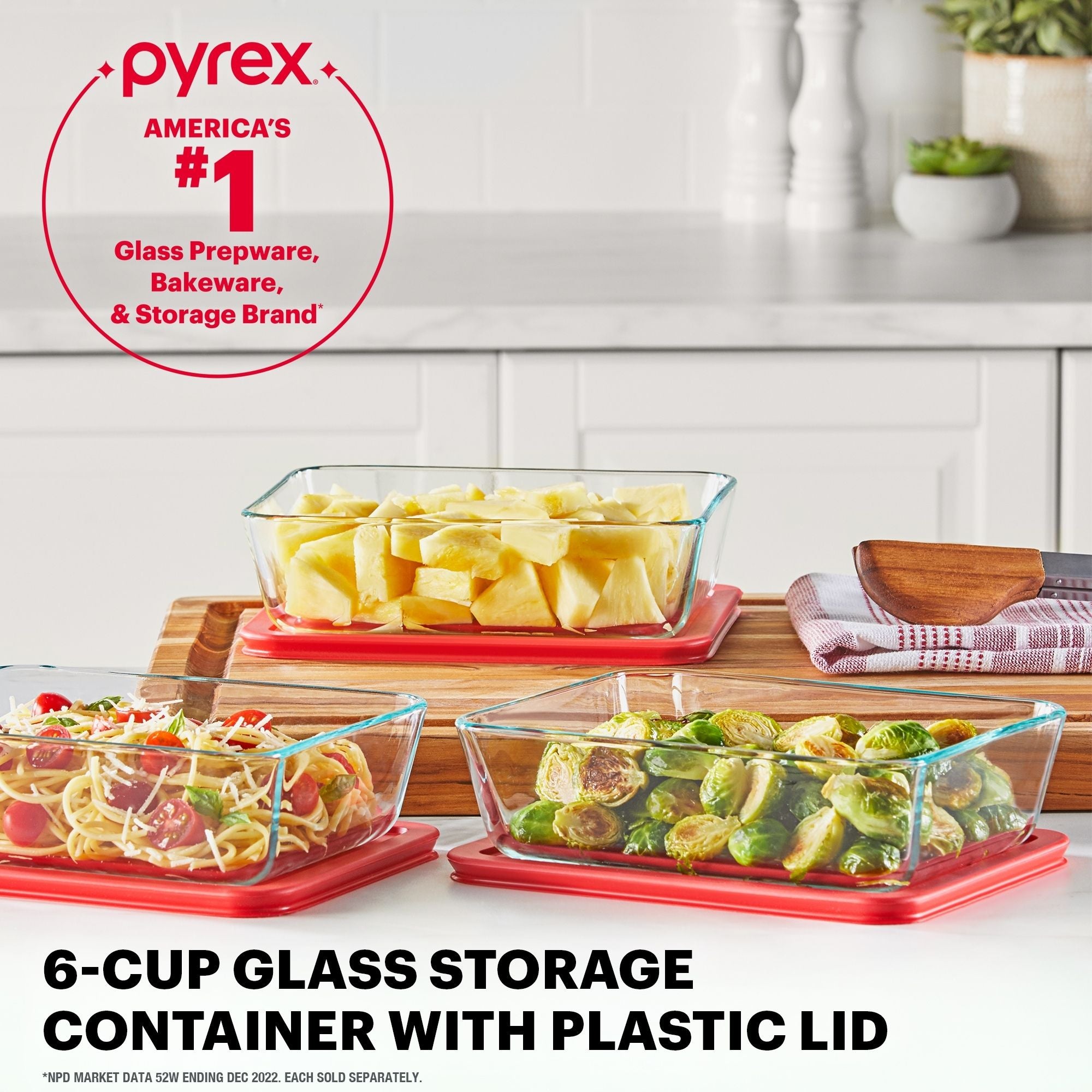 Pyrex? Simply Store? 6-Cup Rectangle Glass Storage with Plastic Lid - Image 2