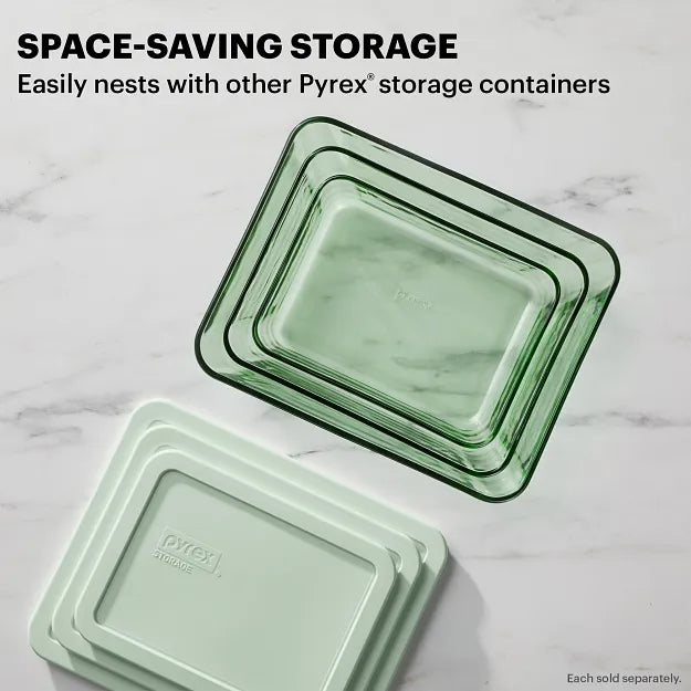 Pyrex® Simply Store® Tinted 6-cup Rectangle Storage with Green Plastic Lid - Image 4