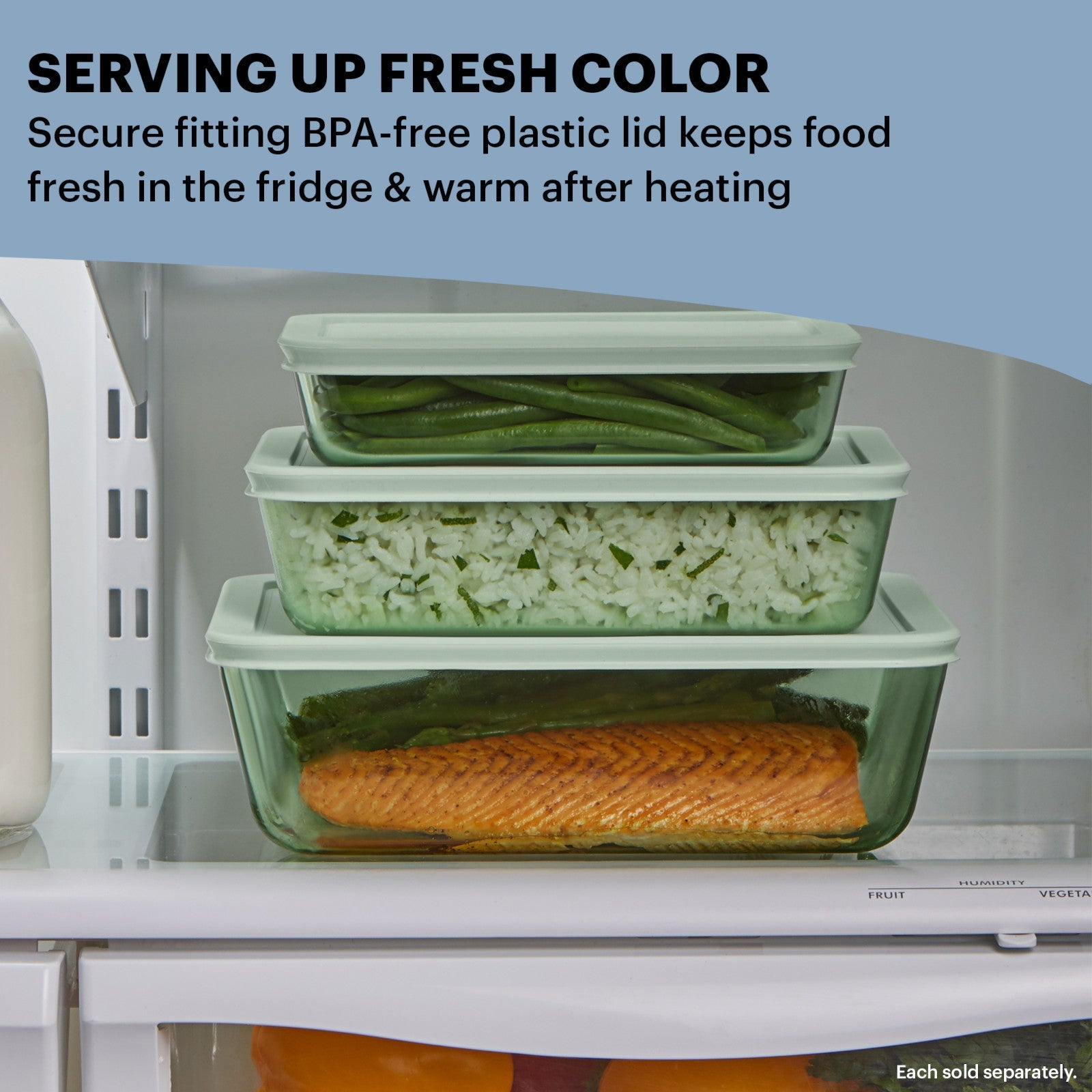 Pyrex® Simply Store® Tinted 11-cup Rectangle Storage with Green Plastic Lid - Image 3