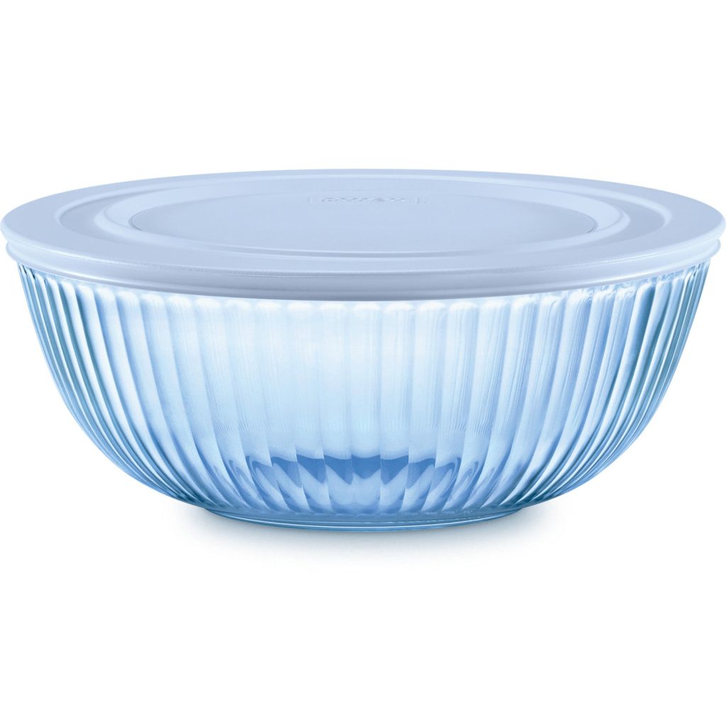 Pyrex? Colors Sculpted Tinted 4.5-quart Mixing Bowl with Lid. Blue