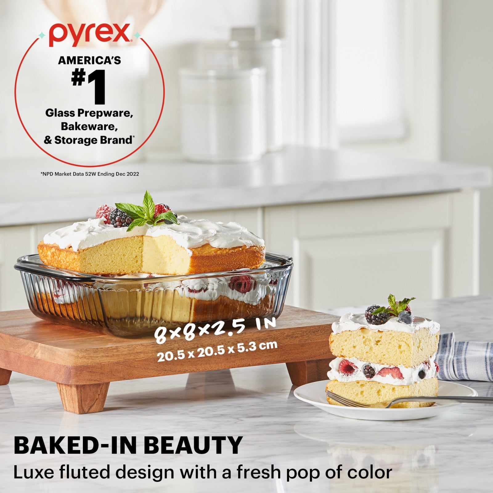 Pyrex? Sculpted Tinted Colors 8 Square Baking Dish. Smoke - Image 2