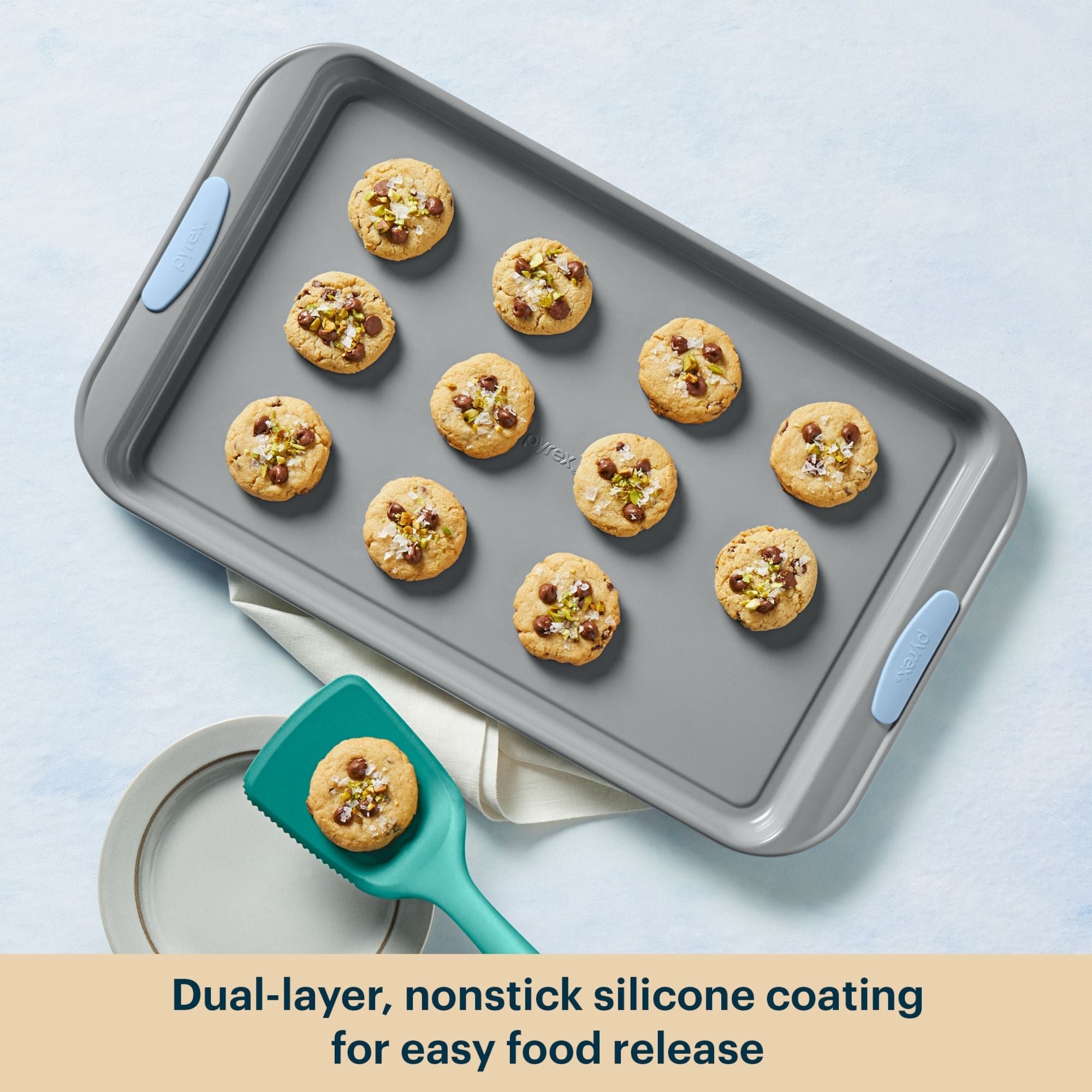 Pyrex® Metal Bakeware 3-Piece Large Cookie Sheet Set in Cerulean - Image 4