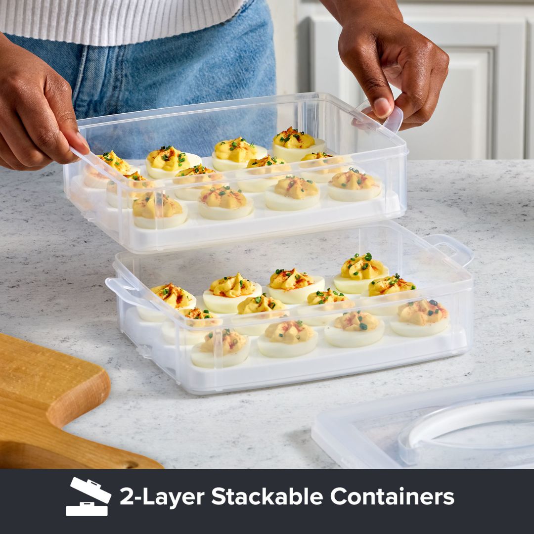 Snapware® Snap ‘N Stack 2-Layer Food Storage Container with Egg Holder Trays - Image 3