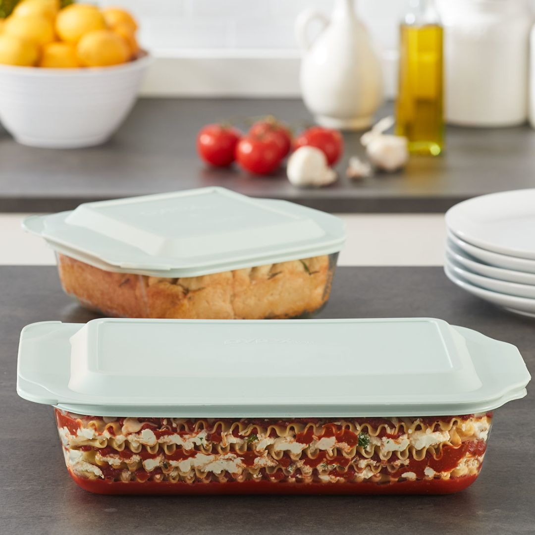 Pyrex® Deep 4-piece Baking Dish Set with Sage Lids - Image 2